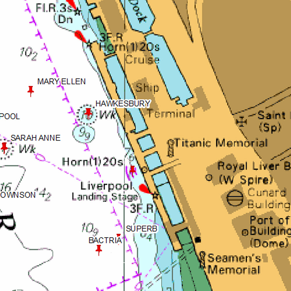 marine map with wreck points