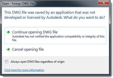 AutoCAD Open Foreign DWG File