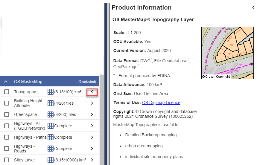 Data product information box