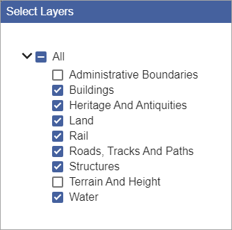 Layer options for OS MasterMap®Topography