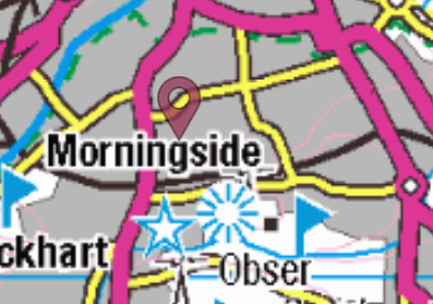 map with red marker indicating current position