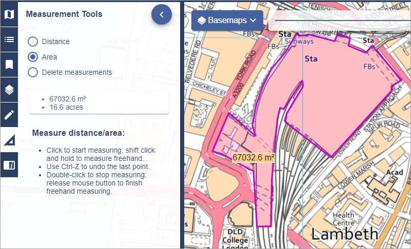 Example area measurement