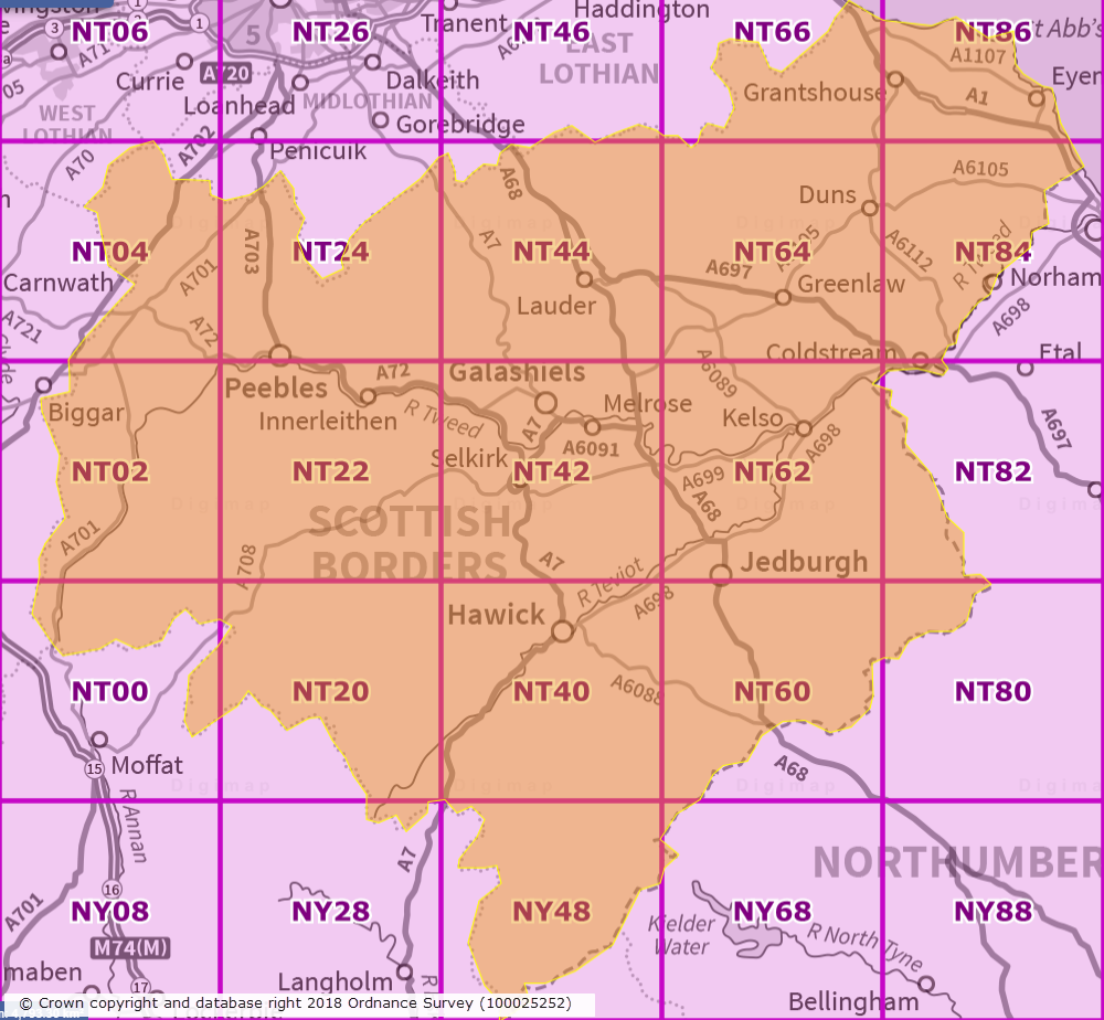 two images showing data selection, tile boundaries and data area provided