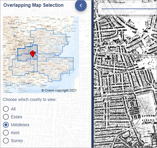 Overlapping maps selection tool