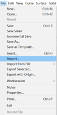 Rhino File menu with import highlighted