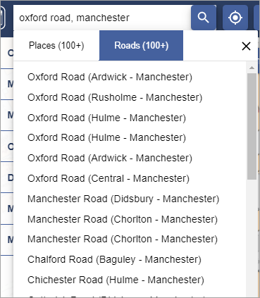 Street and city results