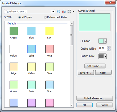 ArcGIS symbol selector