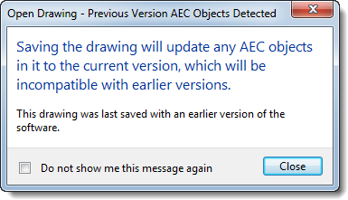 AutoCAD Map3D open drawing warning