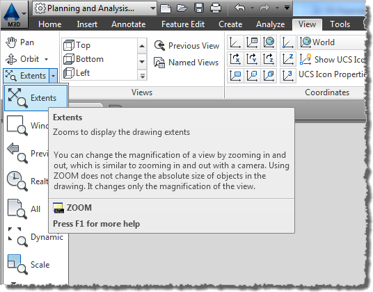 AutoCAD Map3D View Extents