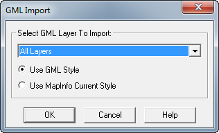 MapInfo GML import dialog