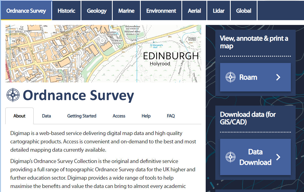 image of Digimap home page